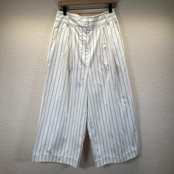 Tibi Bianca Crop Pant Ivory Multi Womens Size 6 High Waist Wide Leg Preppy - Picture 16 of 16